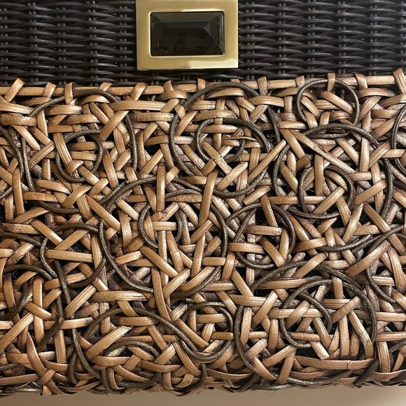 NWOT Kara Ross Designer Wicker Handbag With Gold Chain - Picture 3 of 10